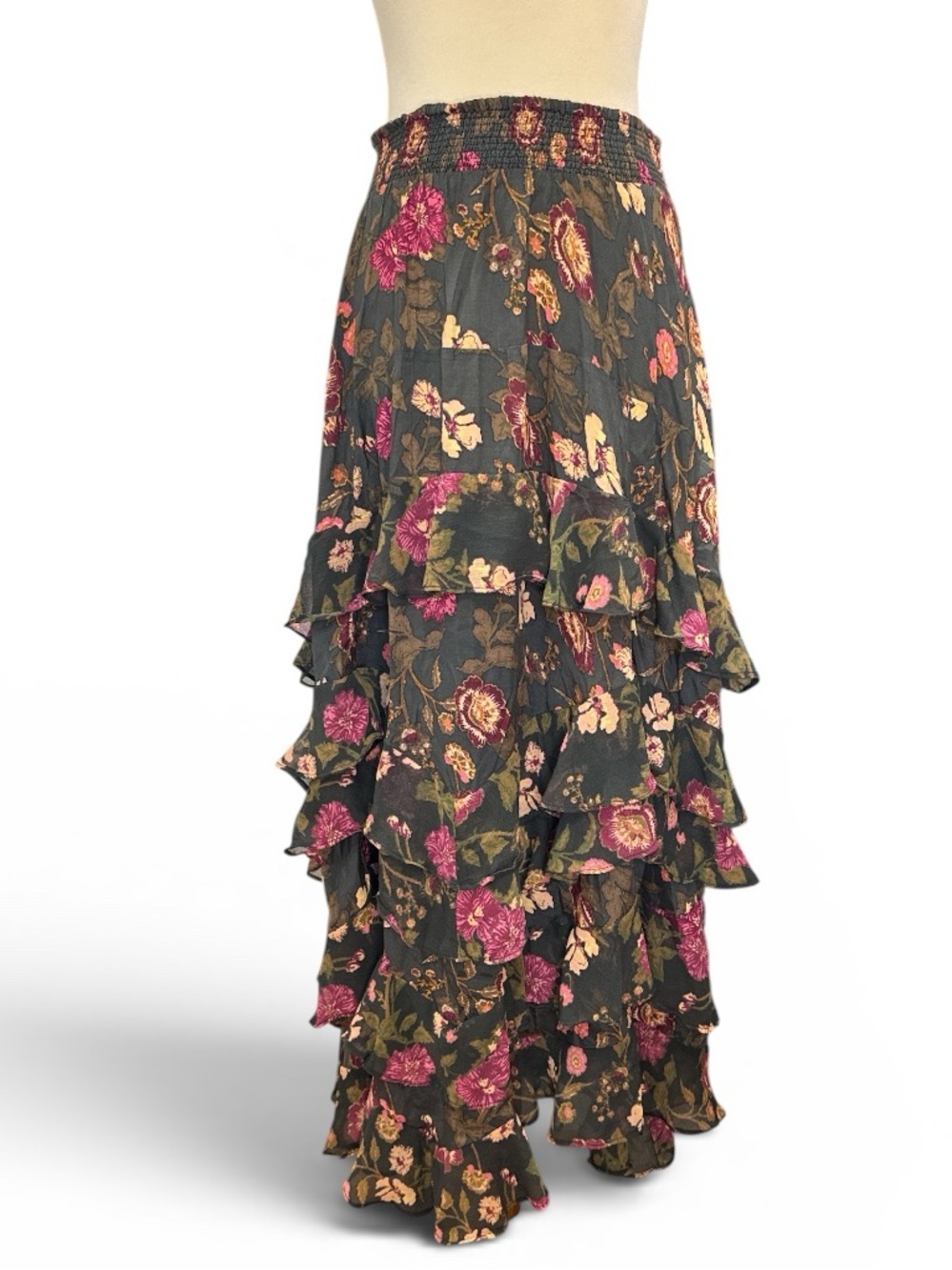 Free People Lolita Floral Tiered Ruffle Maxi Skirt #516 - Picture 2 of 4